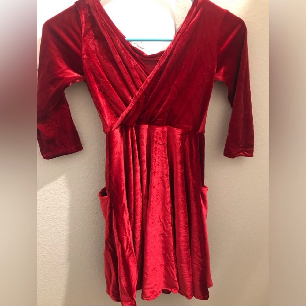 Petticoat Patch Red Velvet Pocket Skater Dress NWOT - Picture 2 of 3